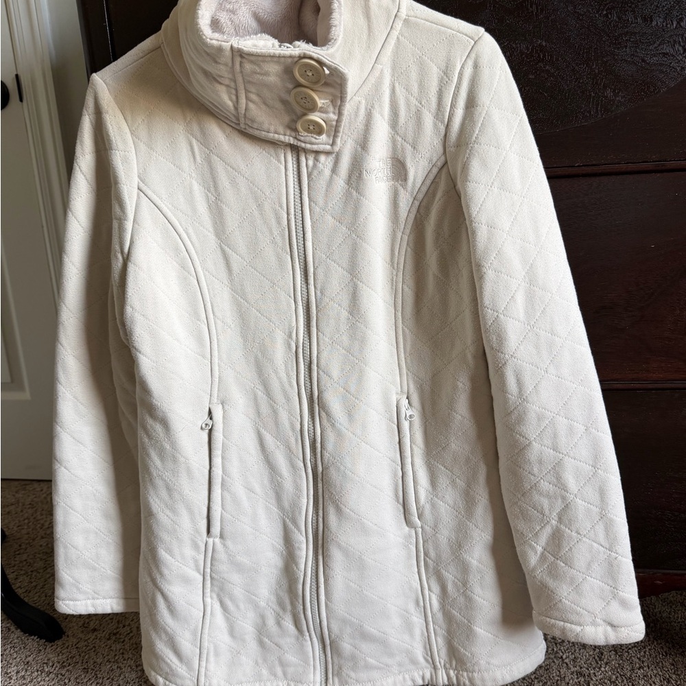 The North Face Women's Cream Quilted Fleece Puffer Jacket